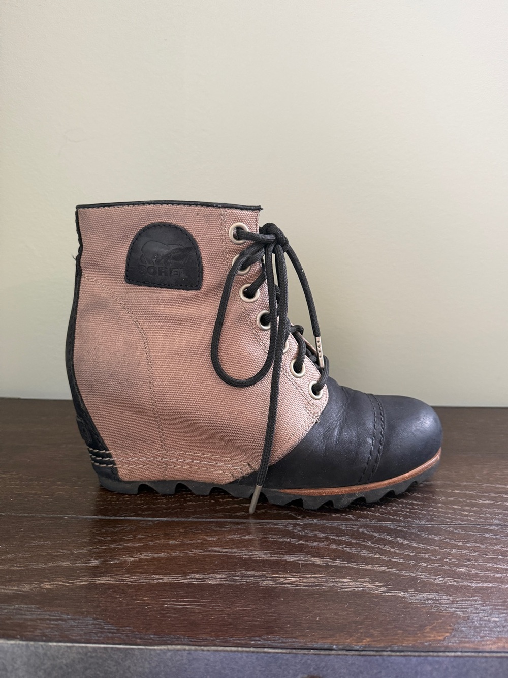 Sorel PDX 1964 Comfort Leather Waxed Canvas Waterproof Wedge Booties, Size 8